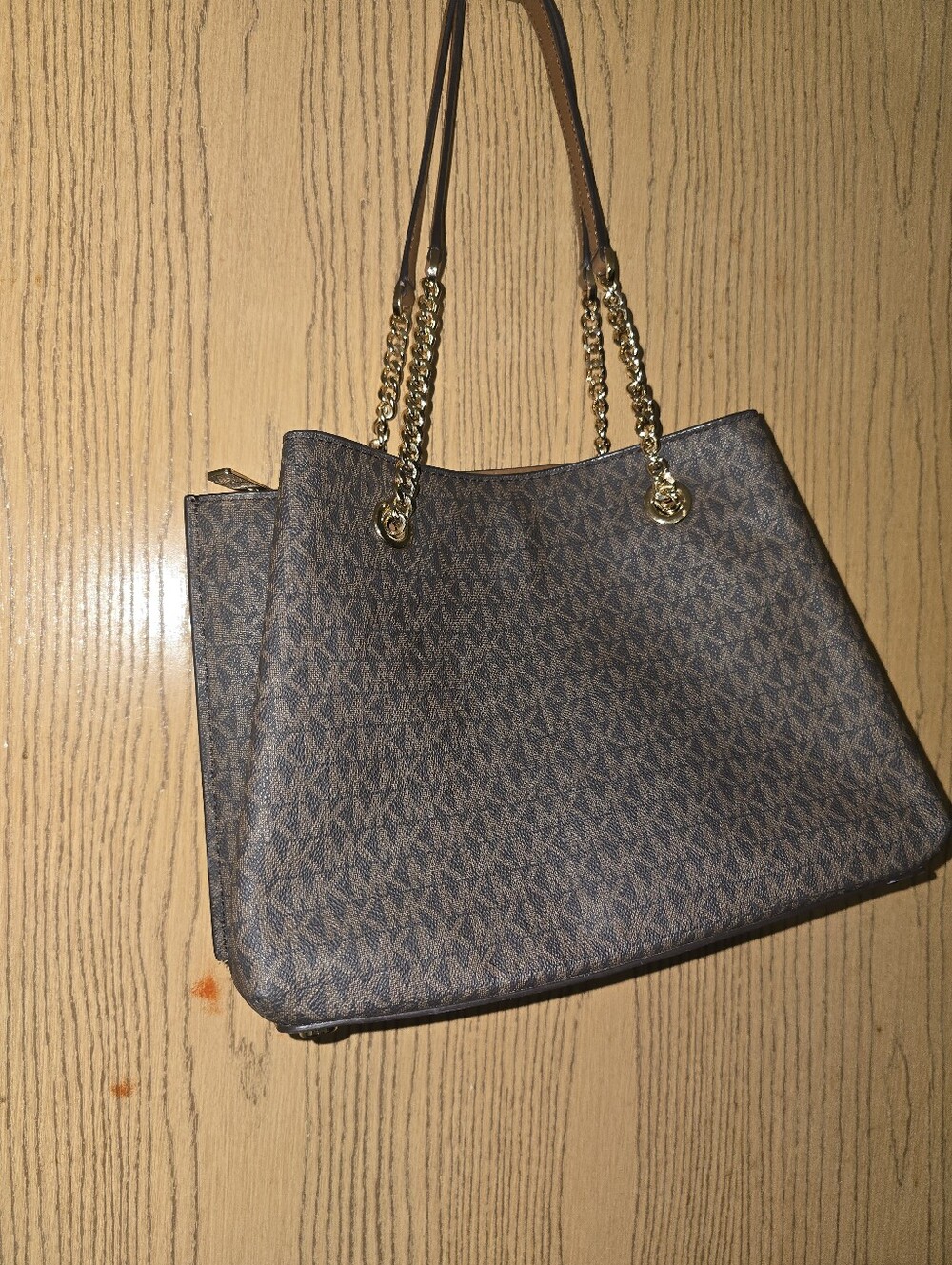 Michael Kors Brown MK Logo Chain-Accent Teagen Sm. - Picture 2 of 8